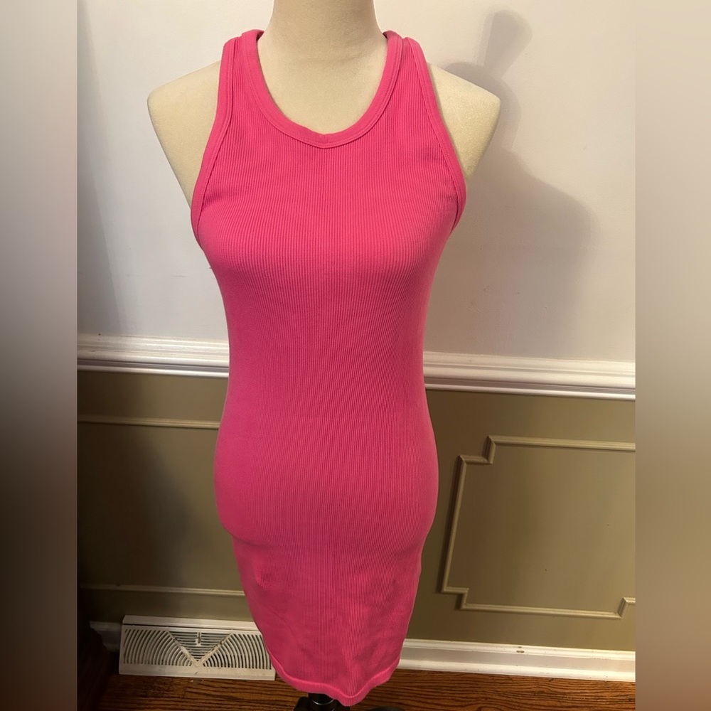ALO Yoga Pink Halter Bodycon Midi Dress